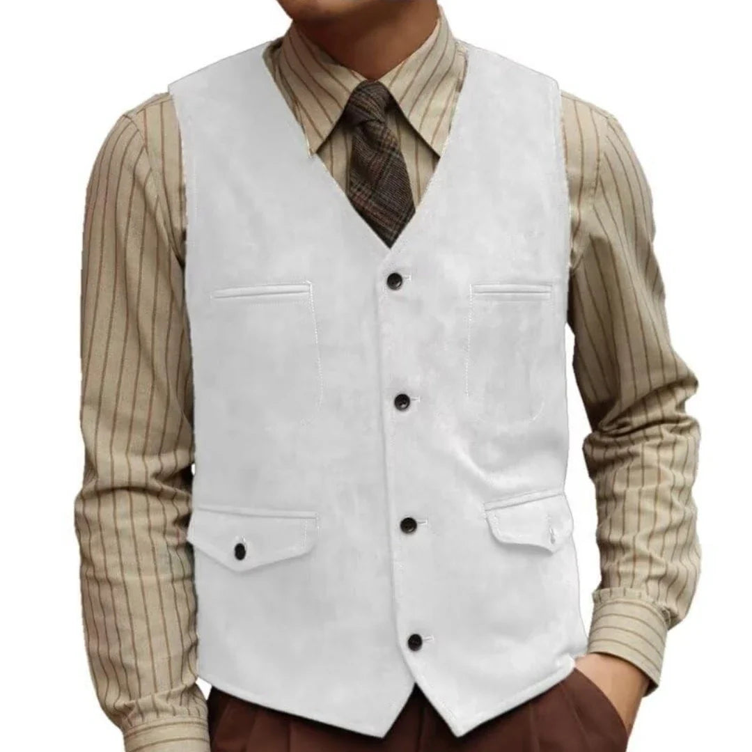 Men Vest Single Button Velvet Waistcoat for Wedding Banquet and Business Formal