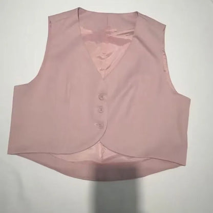 Xiaoxiangfeng Women's Vest Spring Summer New Short Suit Vest Fashion V-Neck Sleeveless Jacket Female Short Blazer Vest Waistcoat