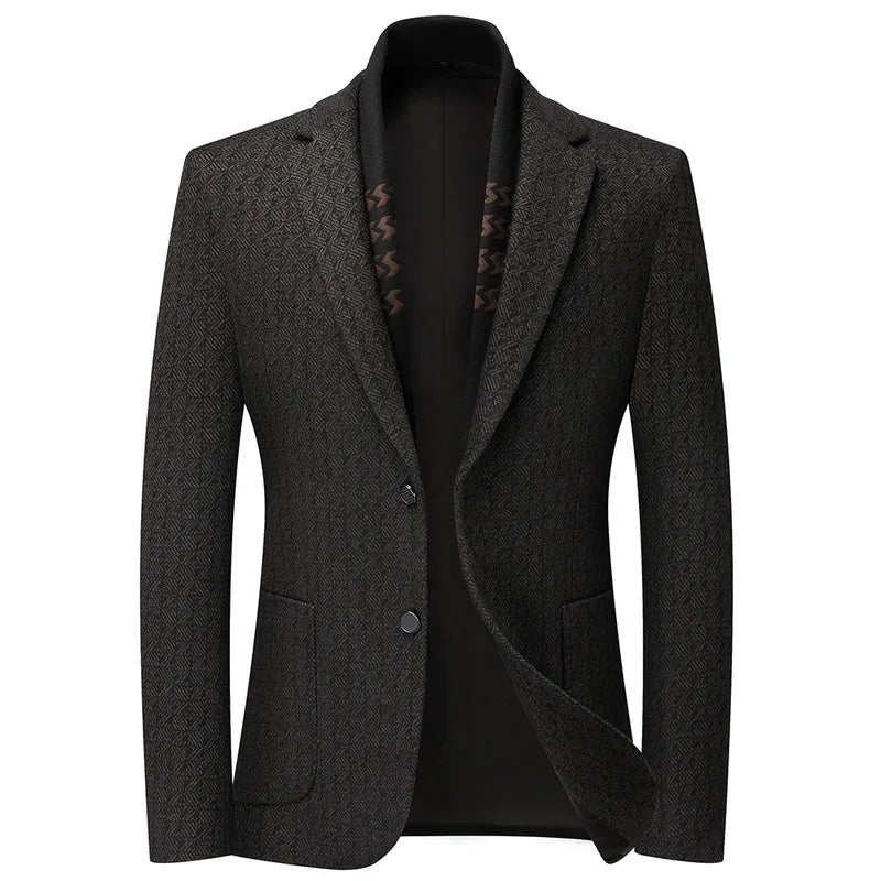 2026 Blazer's New Men's Fashion Business Outdoor Banquet Versatile Wedding Hosting Dress, Actor Gentleman Casual Scarf Blazer