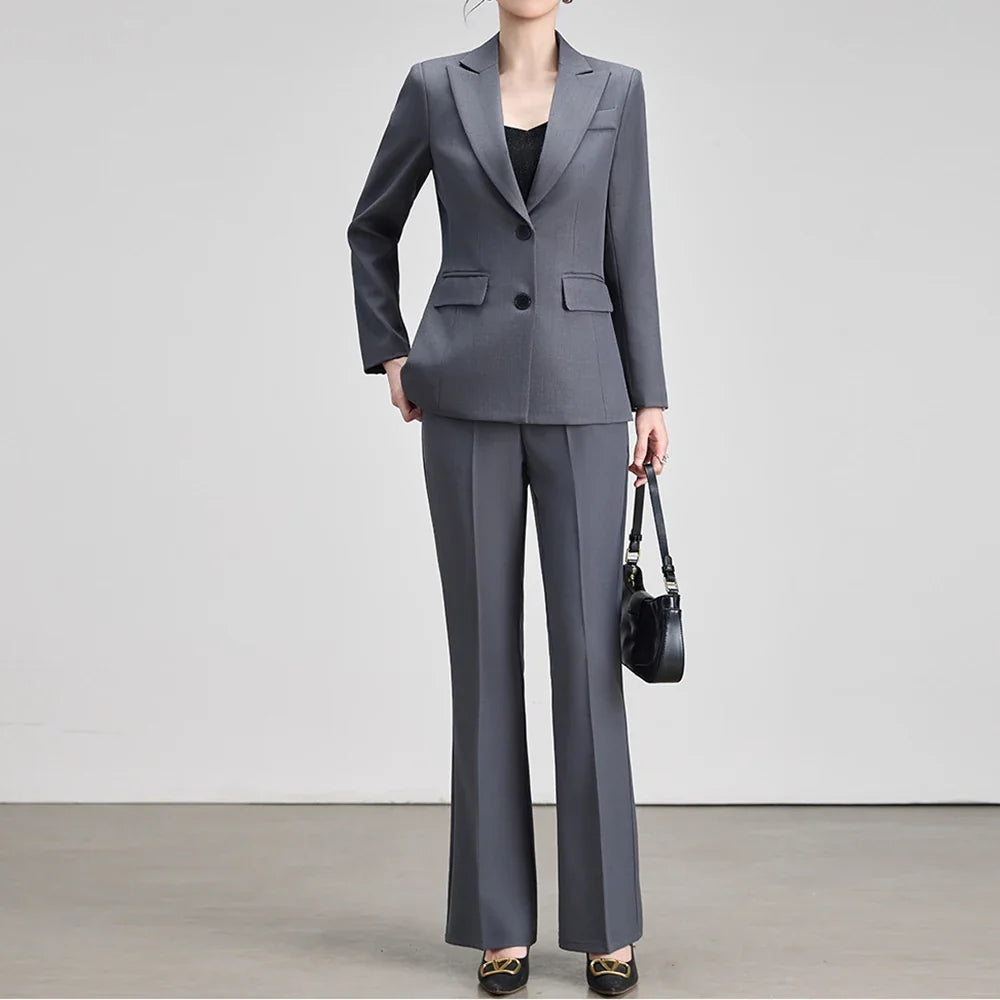 Ladies Office Formal Trousers Suit for Women Autumn Elegant Long Sleeve Blazer and Pants Twe Pieces Matching Sets Outfits