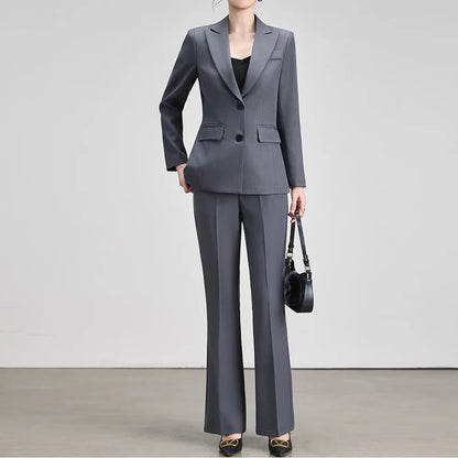 Ladies Office Formal Trousers Suit for Women Autumn Elegant Long Sleeve Blazer and Pants Twe Pieces Matching Sets Outfits