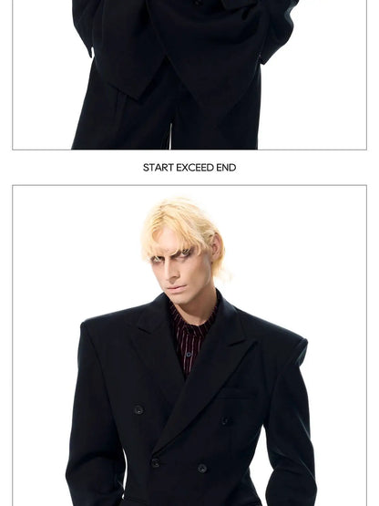 Luxury Social Clothes Men's Fashion Detachable Leather Neck Design Blazer Coat Men's 2025 Double Breasted Jacket JY4350