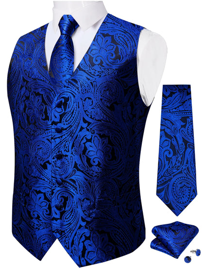 Men's Suit Vest and Tie Set – Single Breasted Waistcoat with Necktie and Pocket Square for Weddings and Business Events
