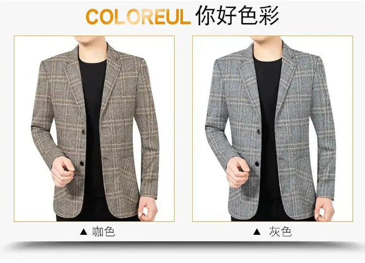2026 Blazer Men's Fashionable Business Banquet Dance Singer Plaid Fitted Casual Trendy Wedding Banquet Dress Performance Blazer