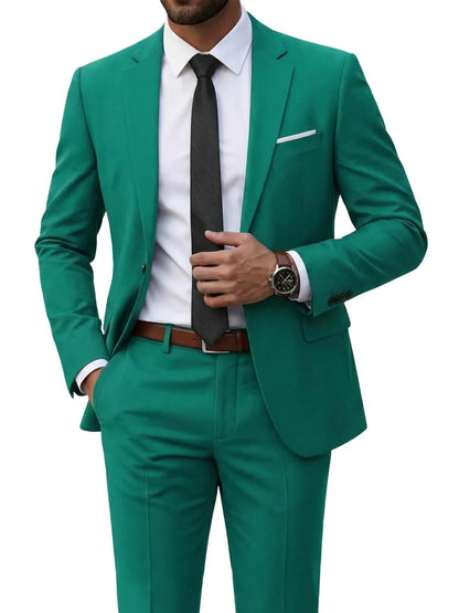 Hot Sale Man Suit Set 2 Pieces Jacket Pants Business Outfit Notched Lapel Casual Men's Regular Fit Tuxedo Wedding Guest Clothes