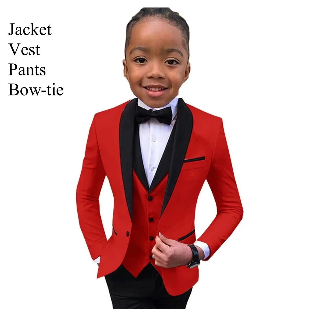 Boys 3-Piece Slim Fit Suit Set for Kids Wedding Prom and Formal Occasions
