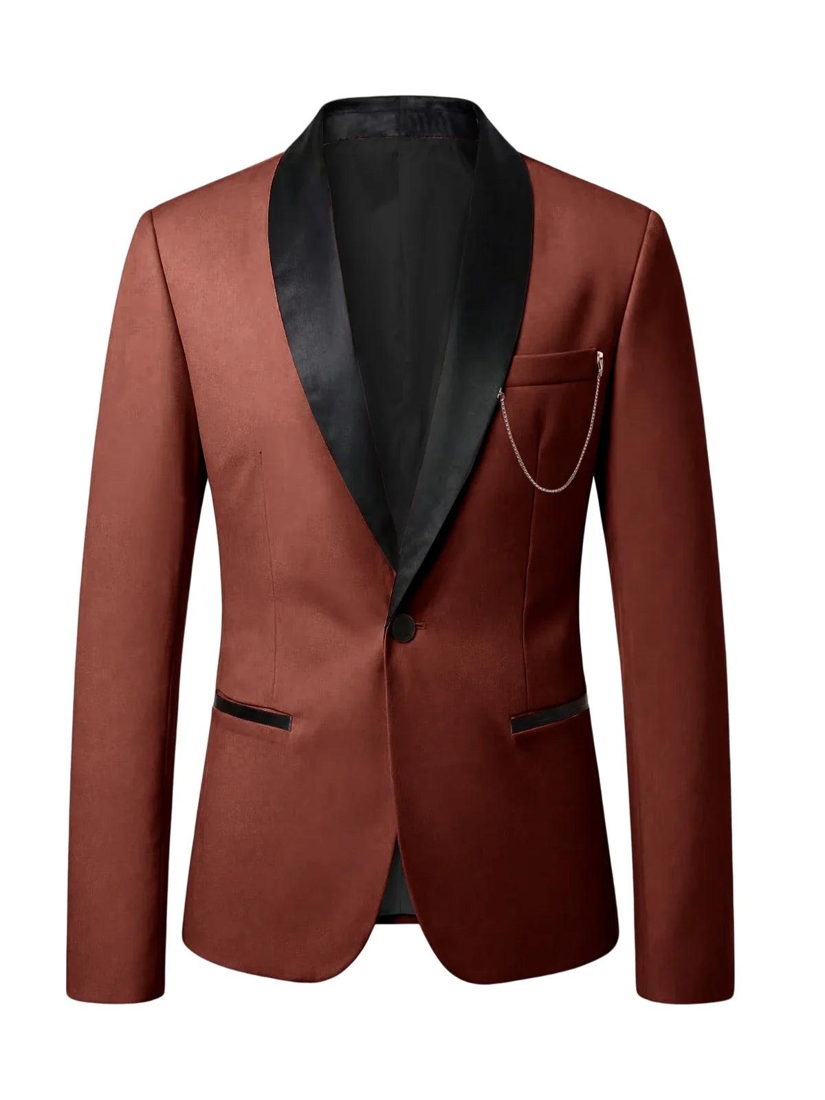 Men's Slim Fit Tuxedo Blazer Satin Shawl Collar One Button Formal Business Suit Jacket for Wedding Prom Party For Spring Summer