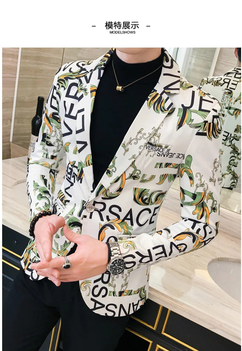 Men's Blazer Suit Jacket 2025 Spring New Fashion Korean Slim Suit Jacket Social Prom Dress Jacket Men's High Quality Clothing