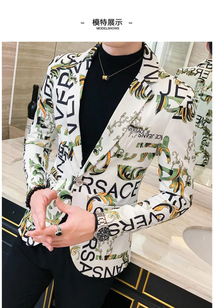 Men's Blazer Suit Jacket 2025 Spring New Fashion Korean Slim Suit Jacket Social Prom Dress Jacket Men's High Quality Clothing