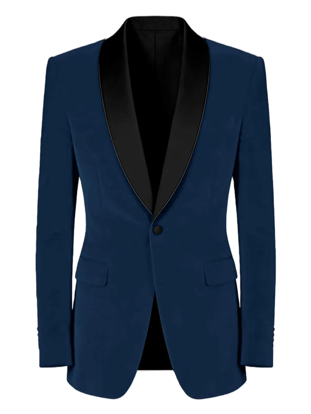 Men's Velvet Tuxedo Blazer Black Trim Shawl Lapel Slim Fit 1-Button Flap Pockets Suit Jacket Formal Wedding Party Sport Coats