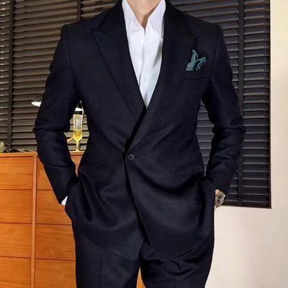 Business Mens Banquet Wedding Suits Set Italian Style Single Button Classic Slim Male Blazers Suit Pant Two-Piece Set Outfits