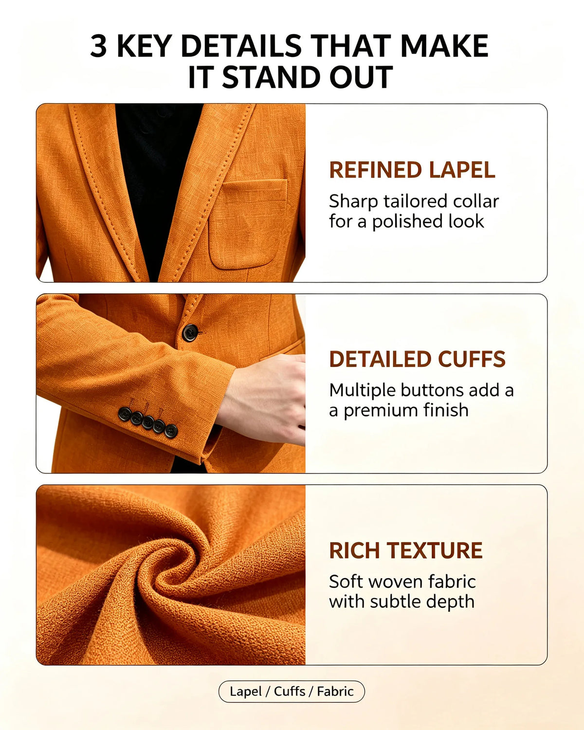 Cotton Linen Blend Men Suit Blazer Slim Fit Breathable Soft Man Jacket For Business Wedding Office Daily Vacation Outdoor Coat