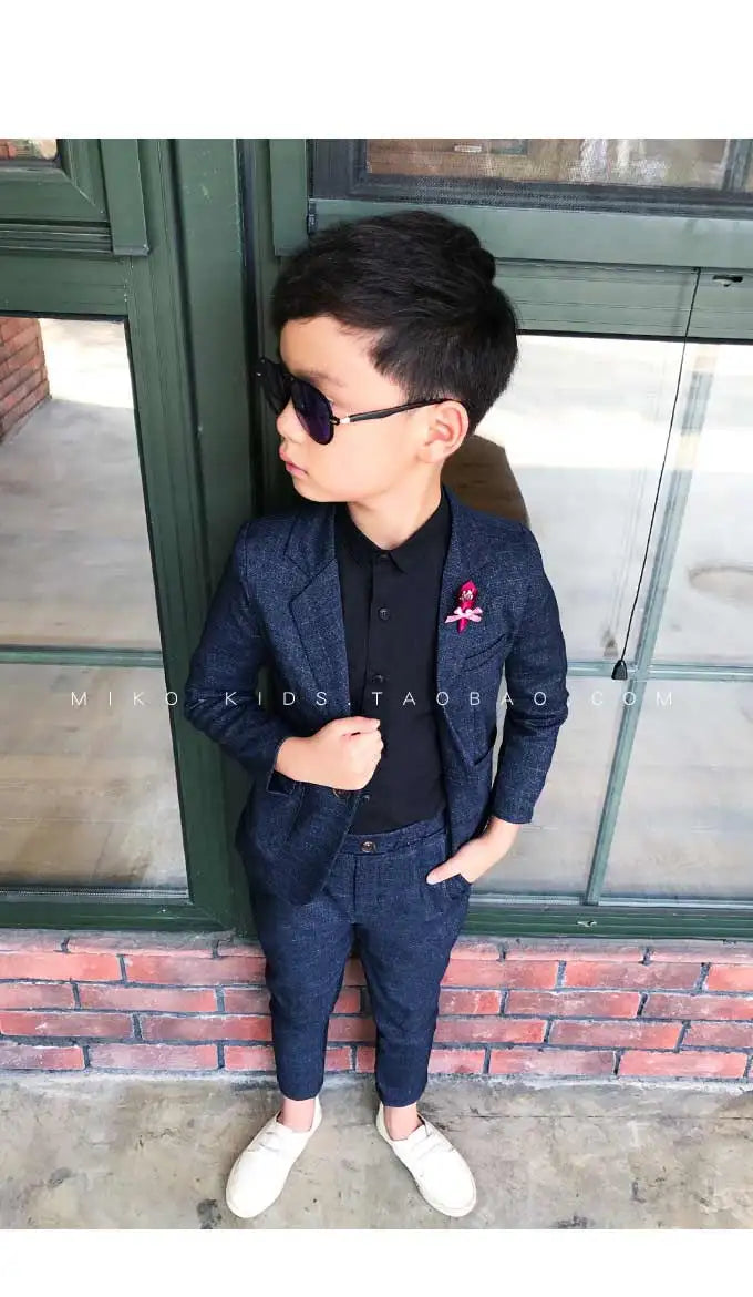Kids Wedding Ceremony Slim Suit Children Formal Blazers Pants 2Pcs Photography Clothes Good Quality Baby Boys Handsome Suit