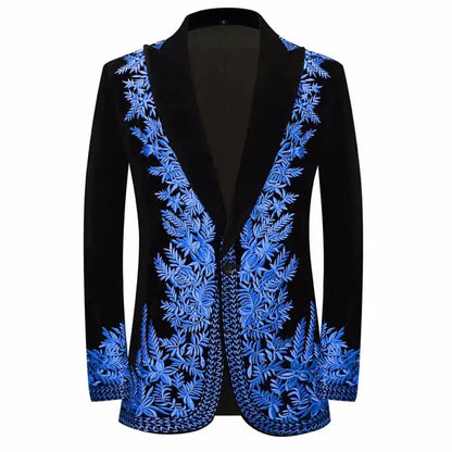 Customied Embroidery Groom Wedding Men's Suit Jackets Black Velvet Slim Fit Stylish Handsome Formal Blazers Banquet Prom Tuxedo