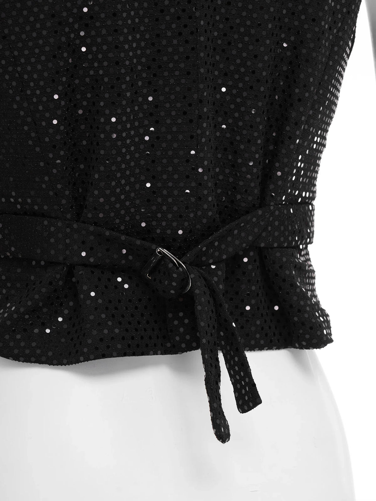 Womens Sleeveless Vests Nightclub Party Tops Sequined Waistcoat Clubwear Music Festival Vest 60s Disco Rave Jazz Dance Cosutme