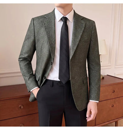 Men's Smart Casual Blazer Single Breasted Slim Fit Full Sleeve Business Formal Jacket