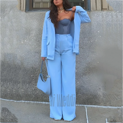 Simple Style Women's Suit Set 2 Piece High Quality Professional Outfit Solid Color Casual Streetwear Daily Set Jacket Pants