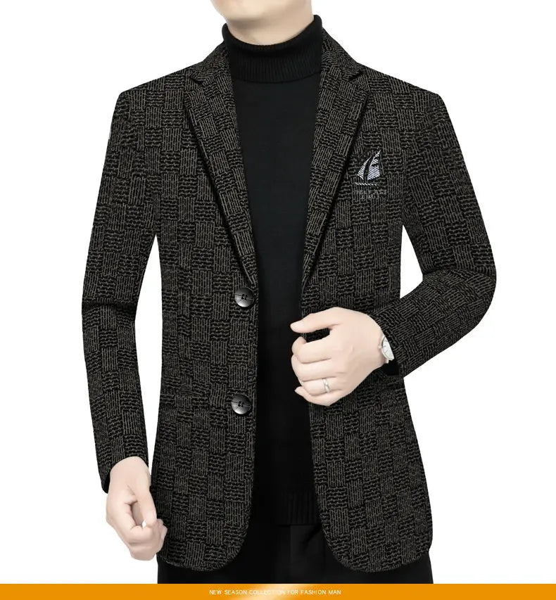 Men's Smart Casual Blazer – Single-Breasted Suit Jacket for Spring & Autumn in Black & Khaki