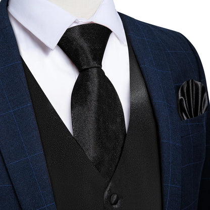 Men's Formal Vest Suit Set — Solid Color Waistcoat with Tie & Pocket Square for Weddings & Parties
