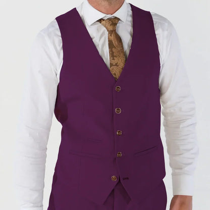 Men's Formal Vest Single Button V-Neck Solid Waistcoat for Weddings Banquets and Business