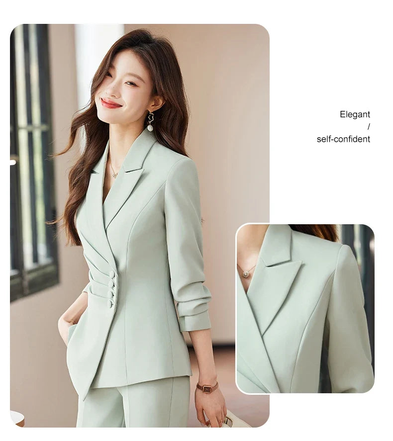 Fashionable Business Women's Clothing, Boutique Long-Sleeved Two-Piece Pants + Blazer, New Style in 2025