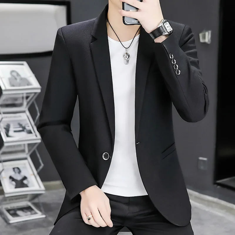 Blazer Men's Fashion Business Gentleman Groom Professional Gentleman Form-fitting Versatile Casual Formal Wear High-end Blazer