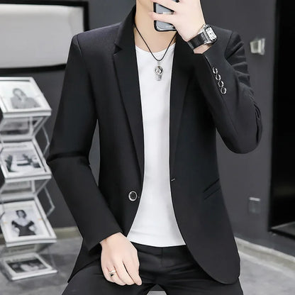 Blazer Men's Fashion Business Gentleman Groom Professional Gentleman Form-fitting Versatile Casual Formal Wear High-end Blazer