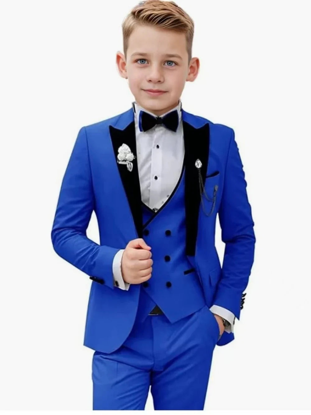 2026 Newest Multi Colors Boys Slim Fit Suits 3 Pieces Wedding Ring Bearer Outfit Chic Velvet Collar Kids Suit Set Party Tuxedo