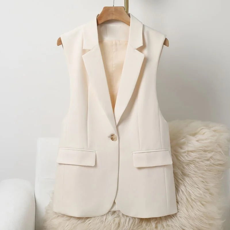 New Fashion Suit Vest Women's Waistcoat Spring Autumn Casual Vests Coats Suit Jacket Sleeveless Women's Blazer Vests Coats