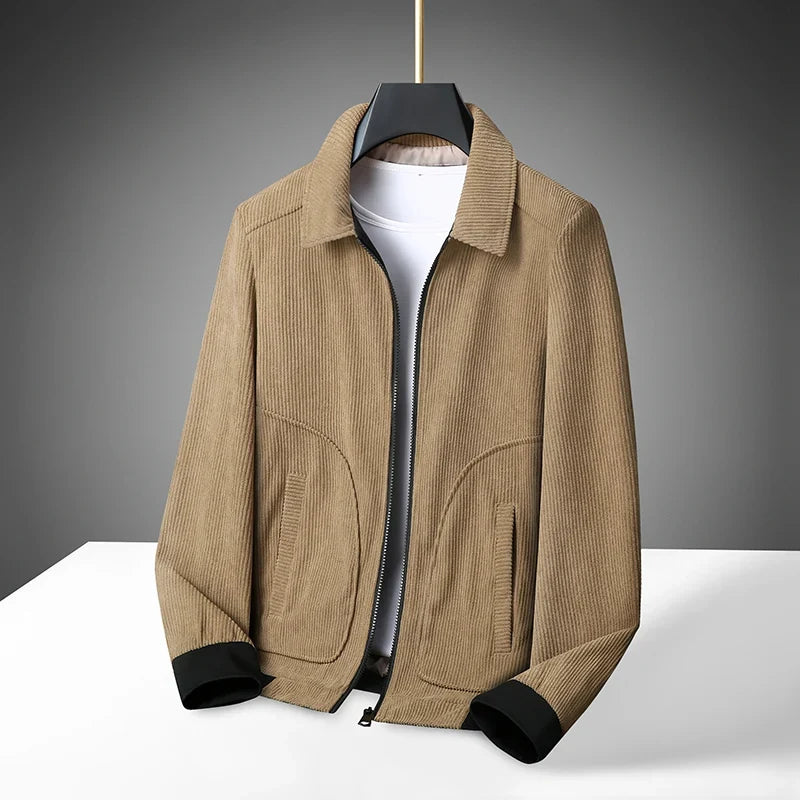 Men's High-Quality Corduroy Jacket Plus Size Lapel Thick Autumn Winter Warm Casual Gown for Older Generations