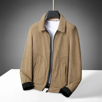 Men's High-Quality Corduroy Jacket Plus Size Lapel Thick Autumn Winter Warm Casual Gown for Older Generations
