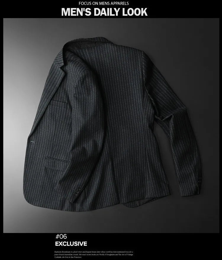2026 Striped Casual Business Suit Jacket for Men High Quality Slim Fit Office Social Blazers Wedding Host Formal Coats M-4XL