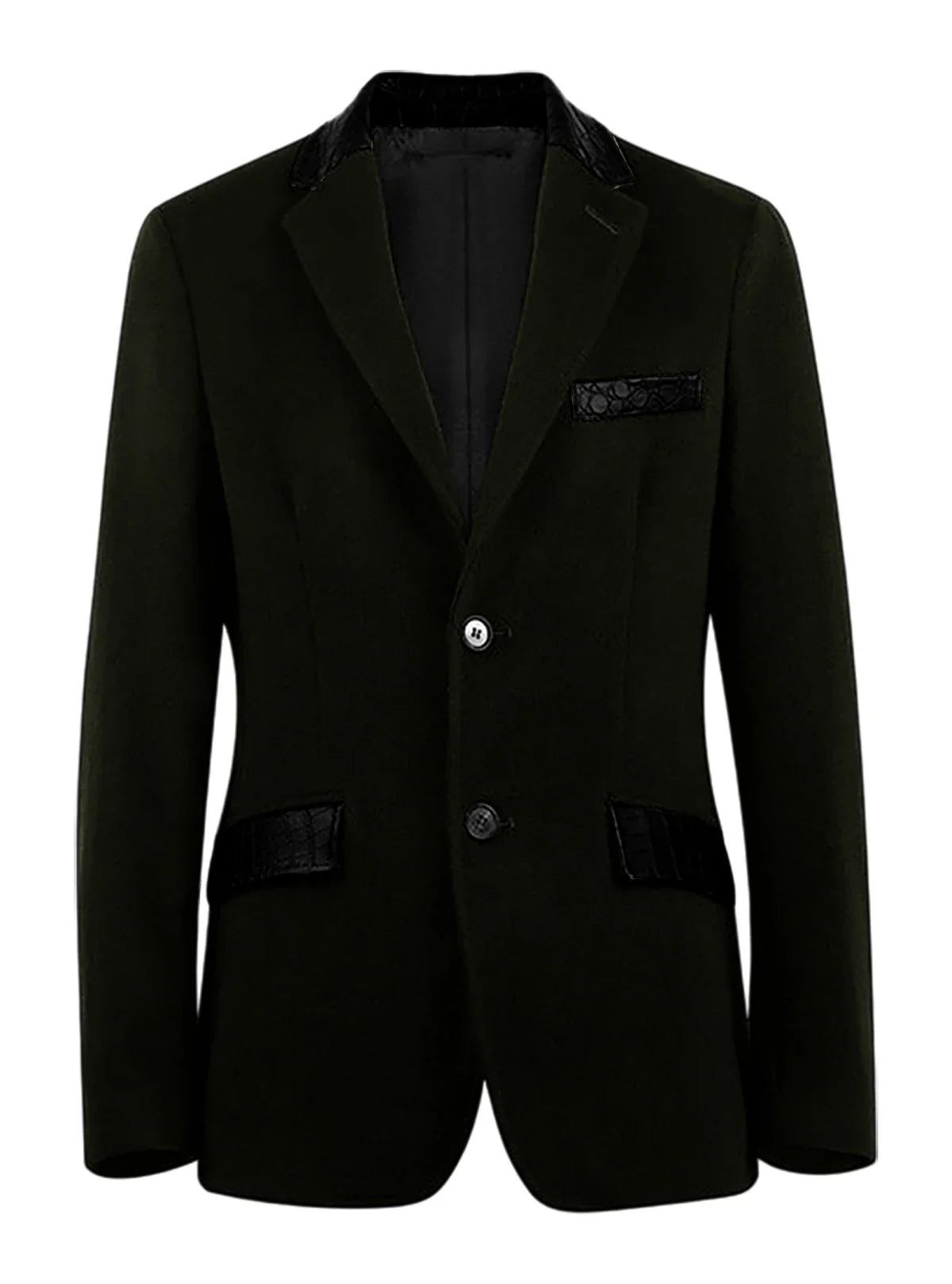Men's Wool Blend Blazer Black Croc Print Lapel Collar Slim Fit Formal Business Casual Suit Jacket Autumn Winter Sport Coat