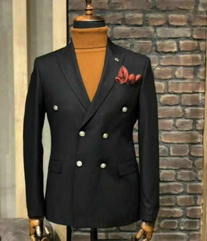 Formal Wedding Men Suit Jacket Slim Fit Peak Lapel Double Breasted Blazer Business One Coat Work Office Jacket for Party Prom