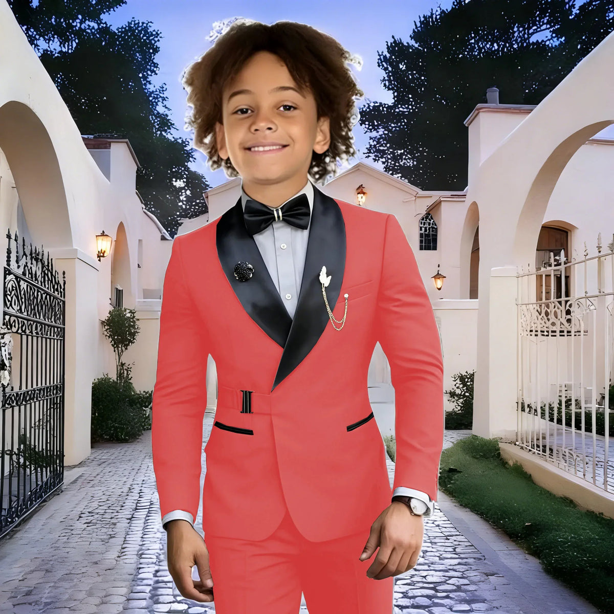 Navy Blue Boy Suits Wedding Kids Tuxedos 2 Pieces Formal Blazer Shawl Lapel Double Breasted Prom Suits (Jacket+Pants)
