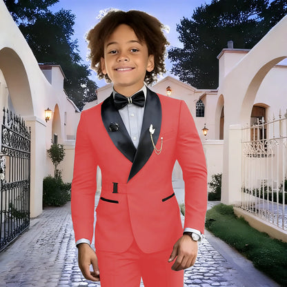 Navy Blue Boy Suits Wedding Kids Tuxedos 2 Pieces Formal Blazer Shawl Lapel Double Breasted Prom Suits (Jacket+Pants)