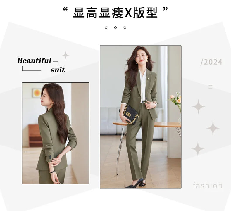 2026 Professional Womens Autumn and Winter New Two-Piece Long-Sleeved Suit + Trousers. Fashion Boutique Suit