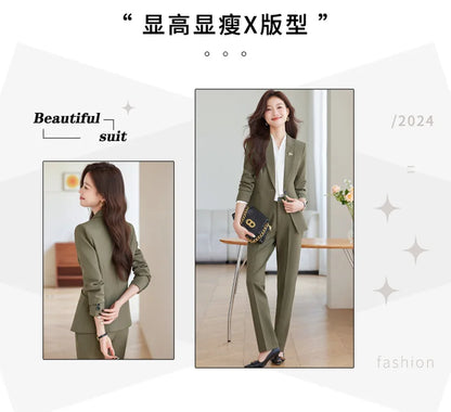 2026 Professional Womens Autumn and Winter New Two-Piece Long-Sleeved Suit + Trousers. Fashion Boutique Suit