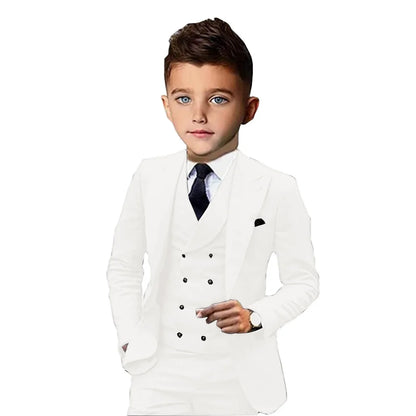 Formal Peak Lapel Kids Suits 3 Pieces Birthday Party Wear,Elegant Smart Boys Suit Set Piano Performance Outfit 2-20T