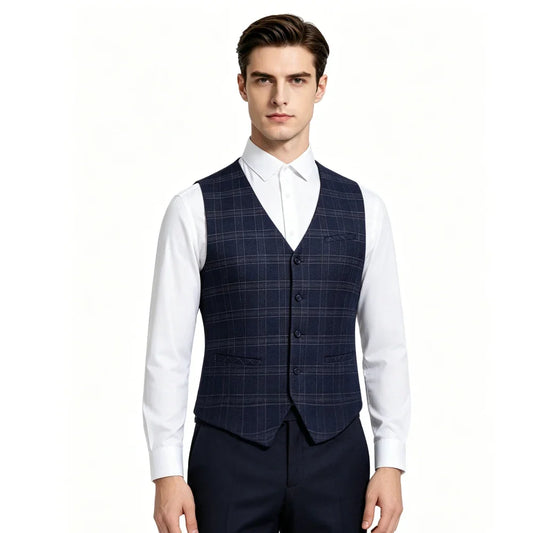 Men's Checkered Vest Single Breasted Waistcoat for Weddings and Formal Occasions – Plus Sizes
