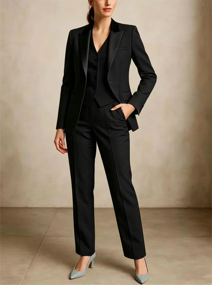 3 Pieces Khaki Jacket+Vest+Pant Elegant Official Outfits Formal Event Wear Women Business Formal Outfit Tailor Made  Women's Sui