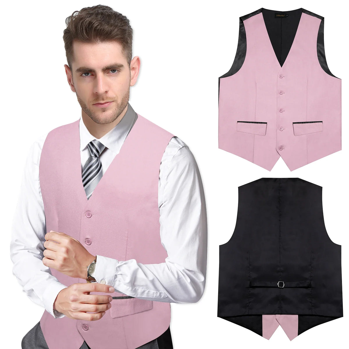 Men's Suit Vest – Solid Formal Waistcoat for Wedding, Party & Business Wear
