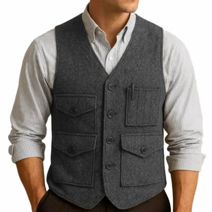 Men's Formal Vest Single Breasted Waistcoat for Wedding and Business