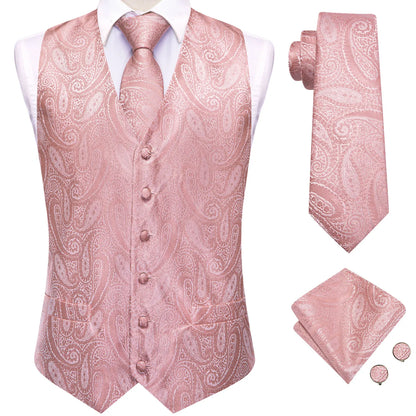 Men's Suit Vest 4-Piece Set – Solid Violet Lilac Woven Waistcoat for Weddings & Business Formal