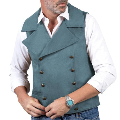 Men's Formal Vest Double Button Frosted Velvet Waistcoat for Weddings and Banquets