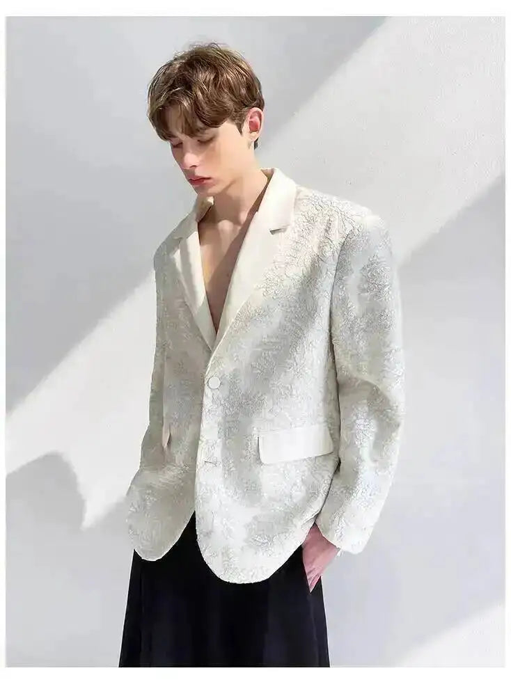 Coat 2026 New Luxury Elegant Blazer Embroidery Pattern Men's Fashion Original High Quality Handsome Casual Clothes JY7564