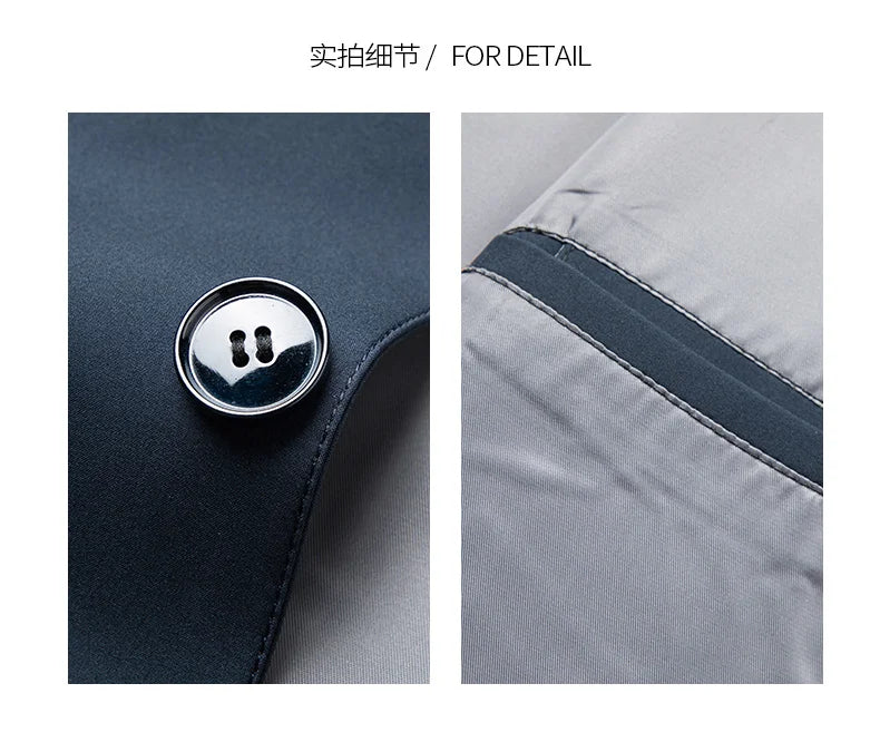 Men's 2025 Spring Fashion Handsome Trend Solid Color All-in-One Casual Business Jacket Loose Simple Lapel Top Coat