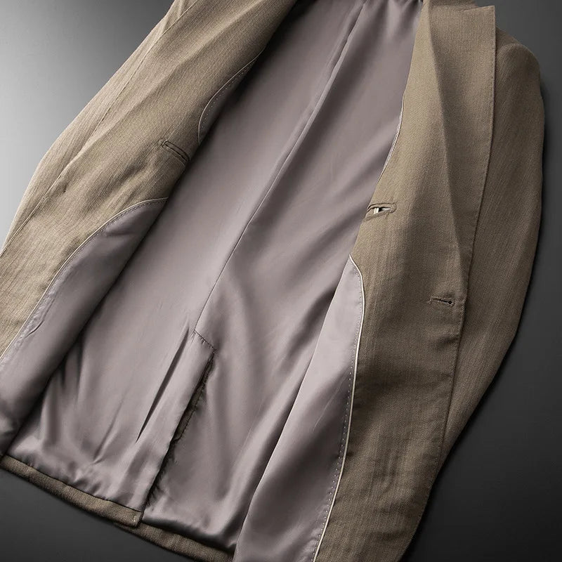 Spring and Autumn Men's British Naples suit, no perm, solid color, wedding, business, work, versatile, simple, high-end suit