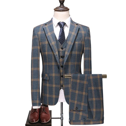 Men's Three-Piece Suit – Double Breasted Slim Fit Formal Suit for Men in Multiple Colors
