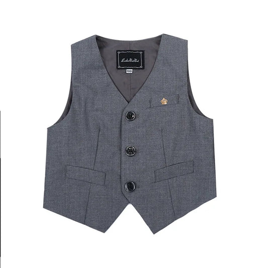 Boys Girls Summer 3Pieces School Uniform With Vest Shorts/Skirt Tie Children's Piano Host Speech Chorus Performance Costume